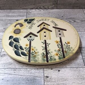 Oval Wood Candle Cover 8x6" Home Sweet Home Birdhouses Hand Painted